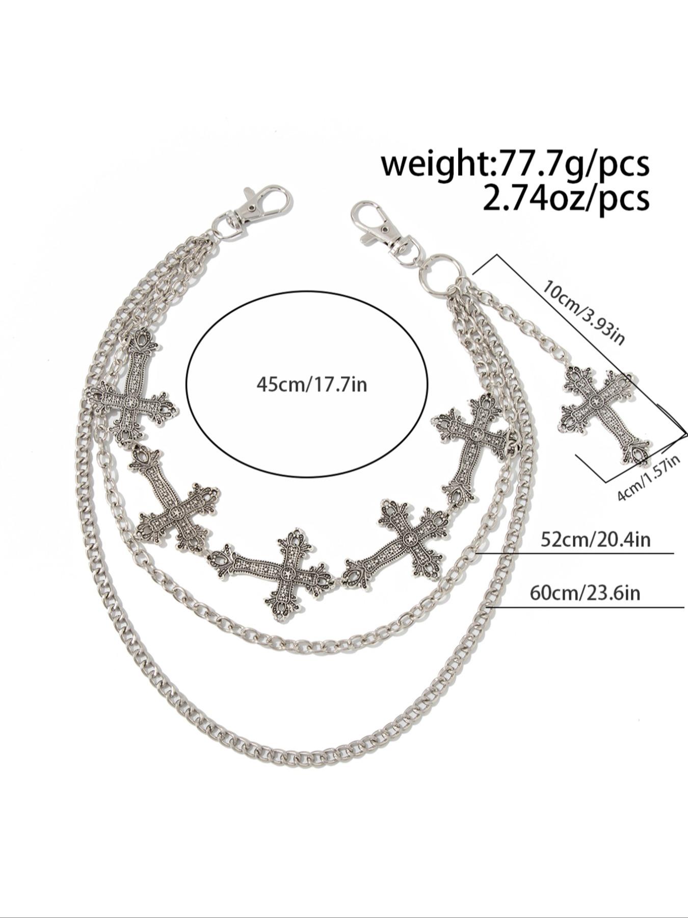 Women's Cross Pendant Layered Tassel Metal Fashion Accessory, Hip Hop Punk Style Pants Chain, Belly Chain, Adjustable Waist Chain, Vintage Waist Jewelry Gift, Body Jewelry