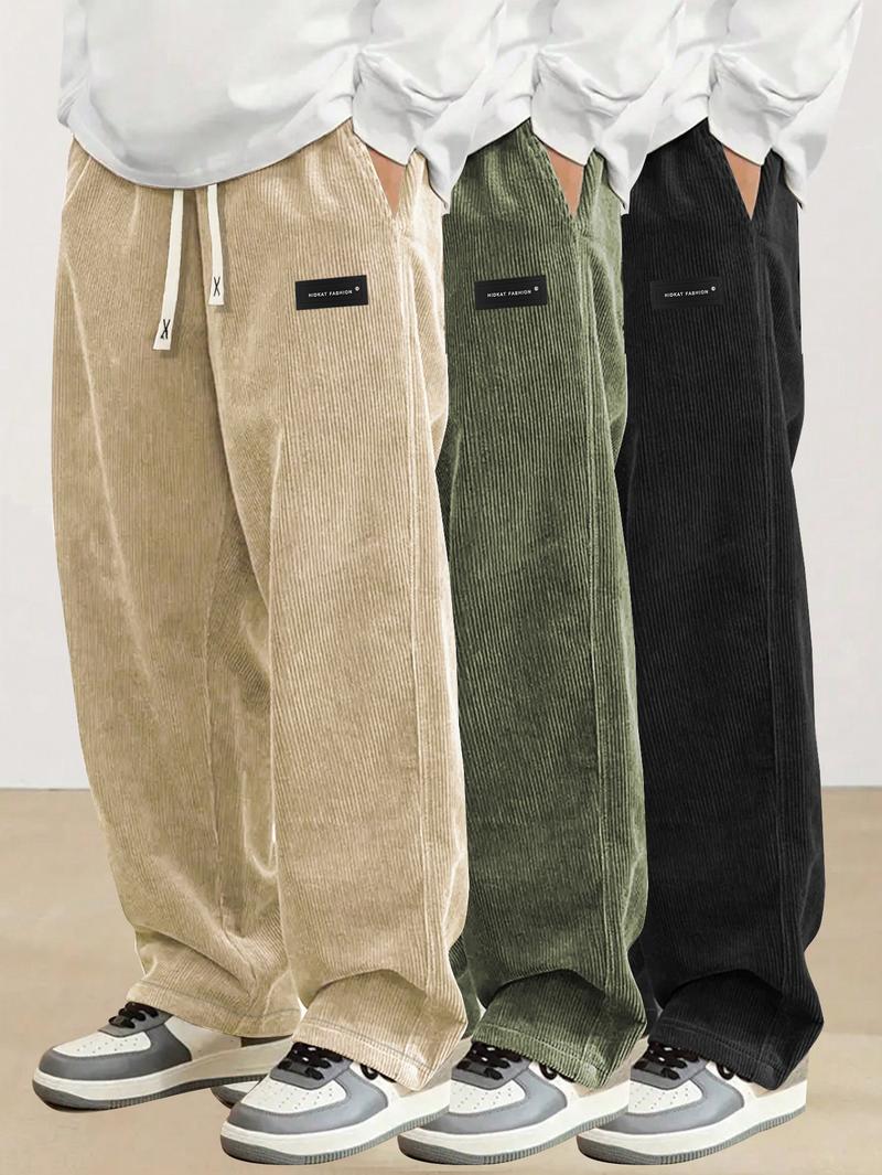 Men's 3-Pack Everyday Corduroy Joggers - Couples Matching Design, Elastic Drawstring Waist Pockets Straight-Leg Pants Men's 3-Pack Everyday Corduroy Joggers - Couples Matching Design, Elastic Drawstring Waist Pockets Straight-Leg Pants