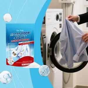 JUE-FISH Laundry Washing Powder Powerful Cleaning Oil Stain Removing Odor Low Foam Easy to Rinse Protect Color Laundry Detergent
