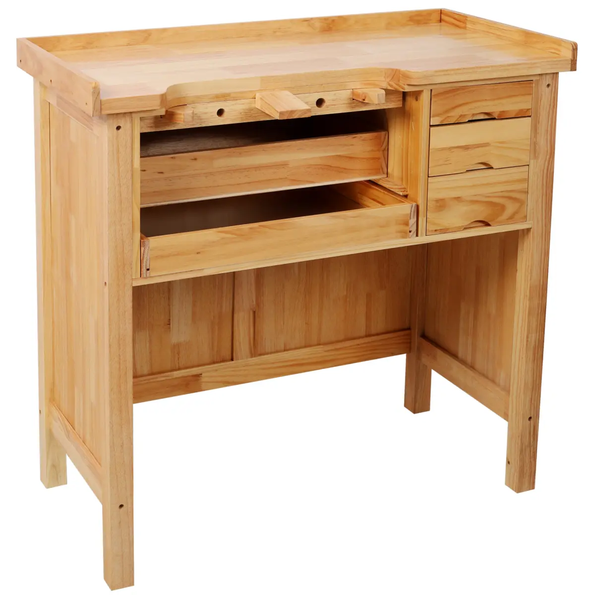 Aobtkel Sturdy Solid Hardwood Jewelry Workbench - Customizable Wood Craft Station with Practical Storage Drawers for Jewelry Making & Repair