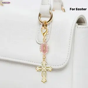 Unisex Christian Cross Zinc Alloy Keychain, Faith Reminder Fashion Accessory Gift
