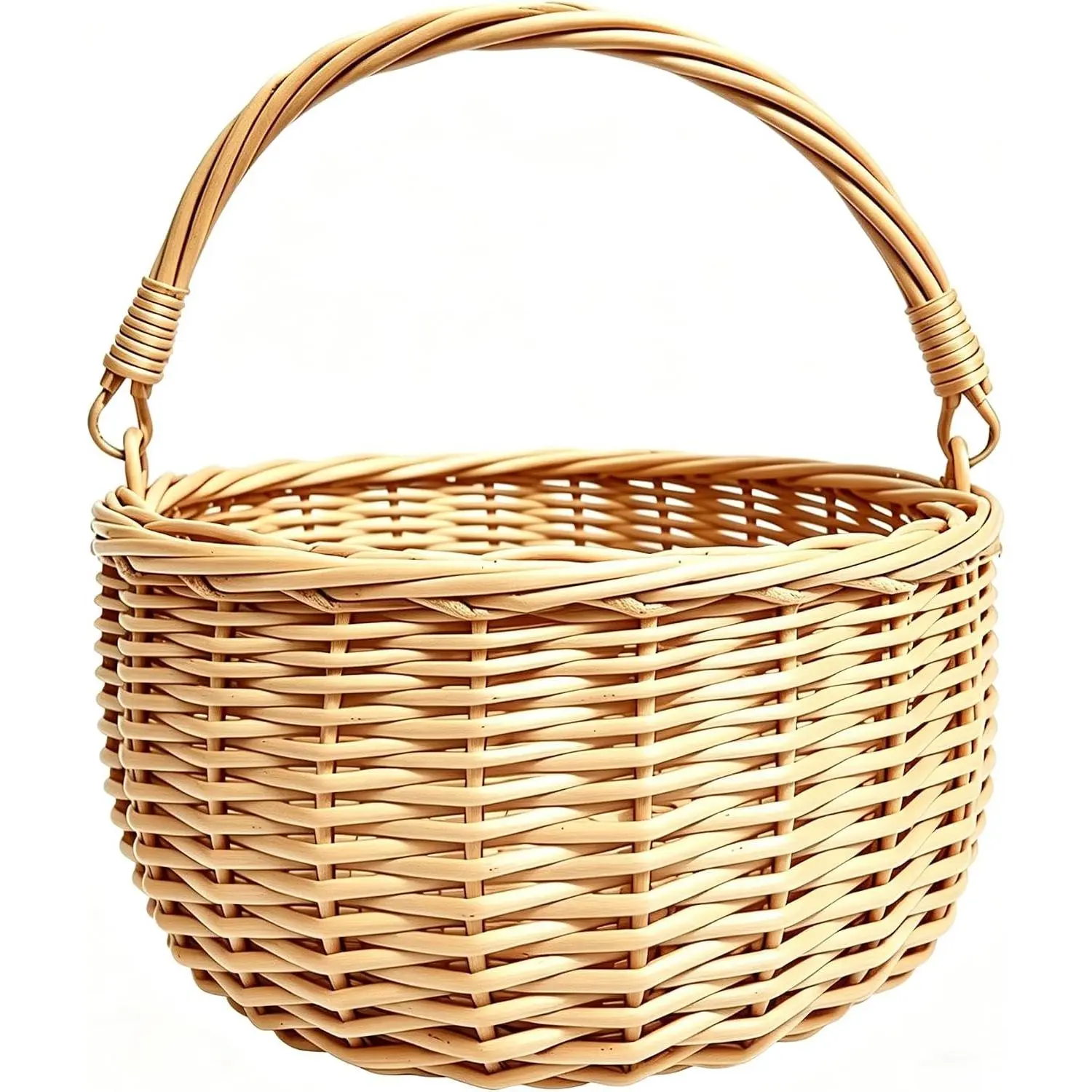 10 x 10in Wicker Basket Rustic Wicker Picnic Basket with Handle Cute Flower Girl Baskets Rattan Easter Baskets Wicker Storage Basket Decorative Basket for Wedding Garden and Home Decor