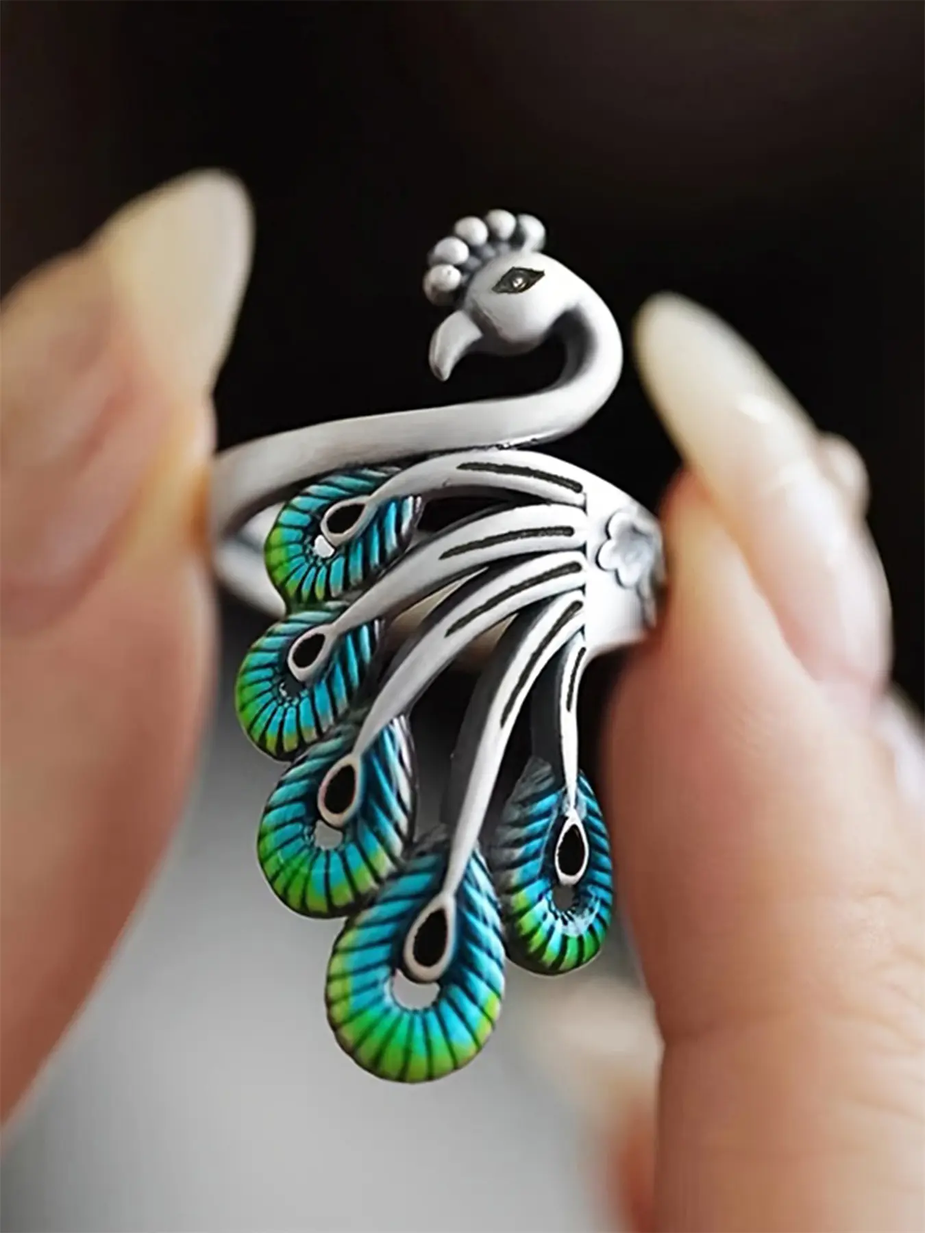 1 PC Pretty Peacock Shaped Ring For Women For Wedding Engagement Anniversary Party Jewelry Valentine's Day Gift