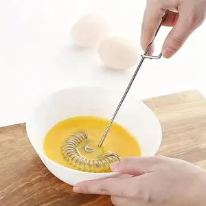 Stainless Steel Spring Egg Beater Sauce Blender Mini Whisk Milk Frother Foamer Creative Cooking Tools Cooking Additions