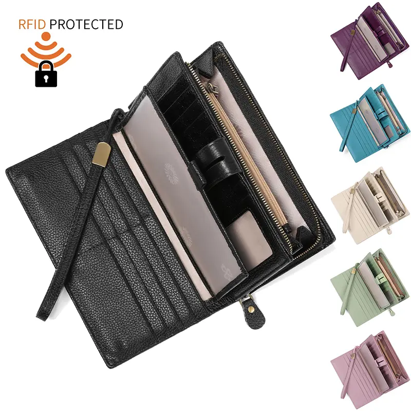 Women's Wallet Large Capacity RFID Blocking Leather Wallets Credit Cards Organizer with Checkbook Holder Slim Small Women Wallet Women's Wallet Large Capacity Small Women Wallet Credit Card Holder Small Coin Purse Pouch