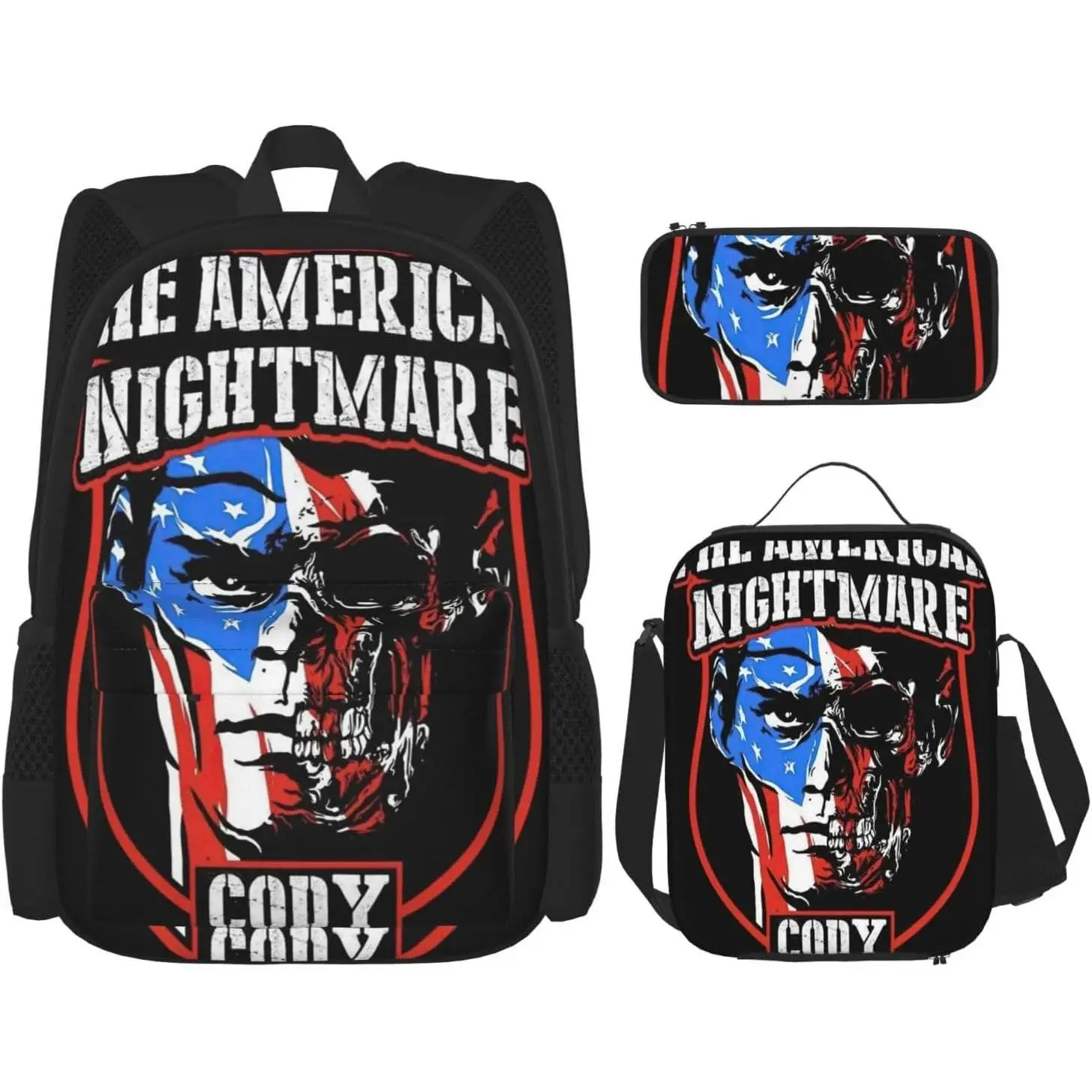 Cody Rhodes Backpack 3 Pieces Set With Lunch Bag And Pencil Case Combination for Work/Sport/Picnic Casual Laptop Backpack Travel Daypack Stationery Bag