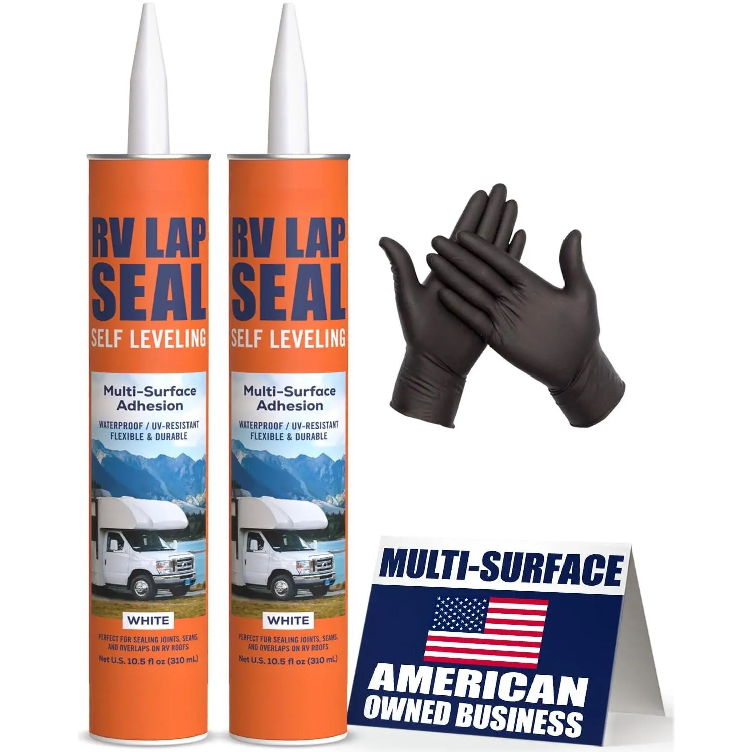[2 Pack] RV Roof Sealant – [10 oz] Professional Self-Leveling Lap Caulk for Roof Leak Repair, Crack Sealing, UV & Weather Resistant, Easy Application White Sealant for RV, Camper, , Motorhome