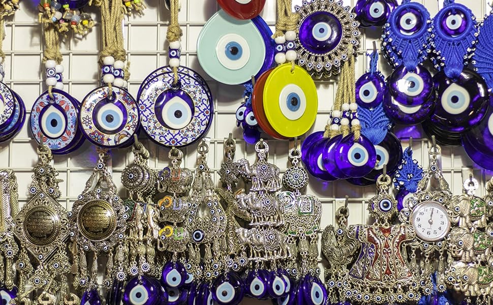 YADOCA 12/15Pcs Evil Eye Necklace, Bracelet, Earring, Ring, Keychain Hamsa Hand Pendant - Turkish Protection Jewelry Set with 50Pcs Evil Eye Stickers YADOCA 12/15Pcs Evil Eye Necklace, Bracelet, Earring, Ring, Keychain Hamsa Hand Pendant - Turkish Protection Jewelry Set with 50Pcs Evil Eye Stickers