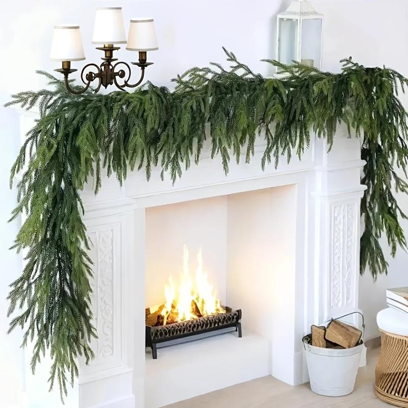 106" Lifelike Nofolk Pine Garland - Green Artificial Christmas Wreath for Indoor & Outdoor Holiday Decor, Perfect for Fireplace Mantle and Window Display
