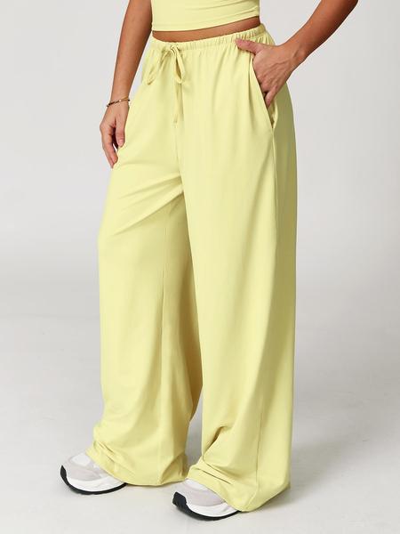 Women's Solid Halter Neck Top & Wide-Leg Pants Sports Set, Casual Sleeveless Top & Pants for Daily Outdoor Wear, Ladies Activewear Set for Tennis and Running, Workout Clothes