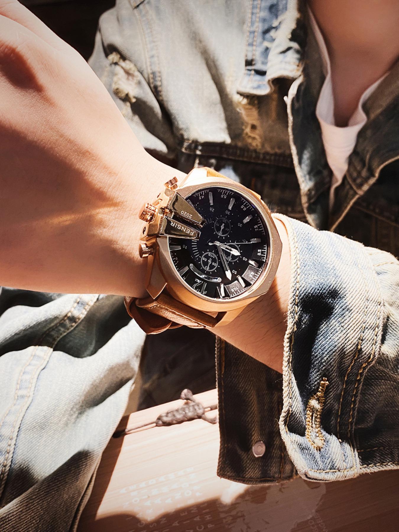 Men's Business Fashion Round Dial Analog Quartz Watch, Business Fashion Watches, Business Leather Watch for Party, Daily Clothing Decor, Trendy Exquisite Watch for Birthday Gift with Box Men's Business Fashion Round Dial Analog Quartz Watch, Business Fashion Watches, Business Leather Watch for Party, Daily Clothing Decor, Trendy Exquisite Watch for Birthday Gift with Box