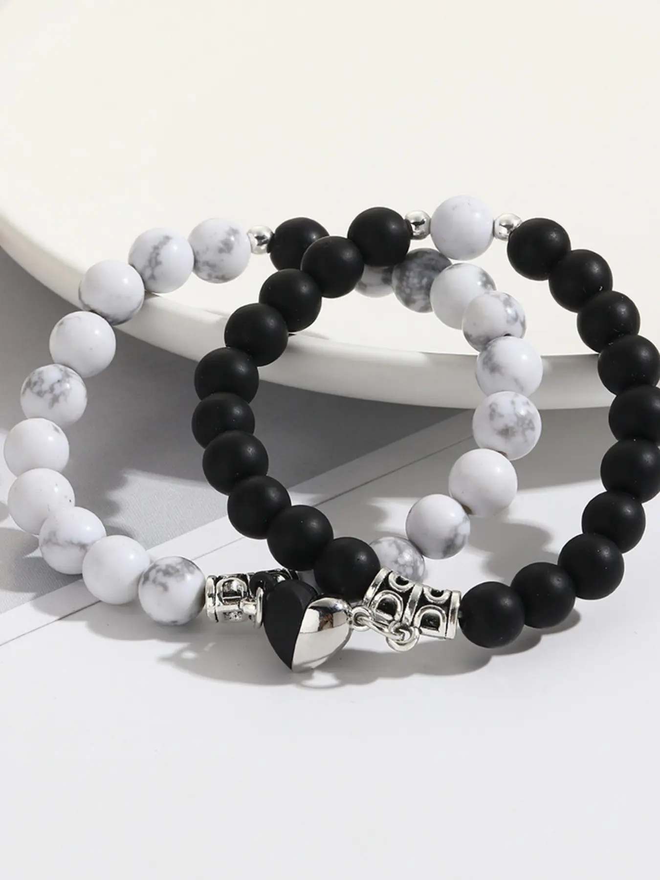 2 Piece Set Jade Turquoise Couple Bracelets Heart Magnet Attractive Agate Natural Stone Couples Gift High Quality Bracelet Exquisite Bracelet