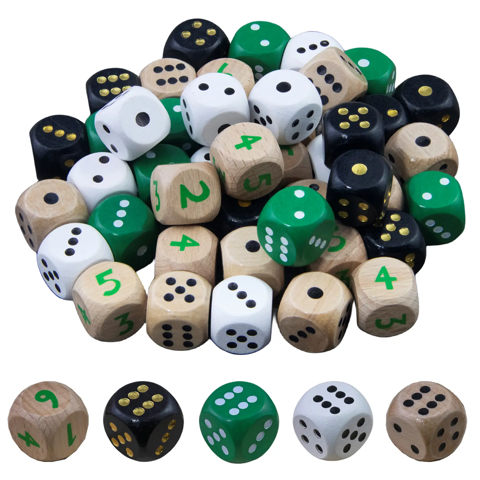 Wooden Dice Set of 5, 16mm Round Corner Dice for Dnd Board Games and Math Teaching, Choking Hazard Small Parts, No Ca Prop 65 Re
