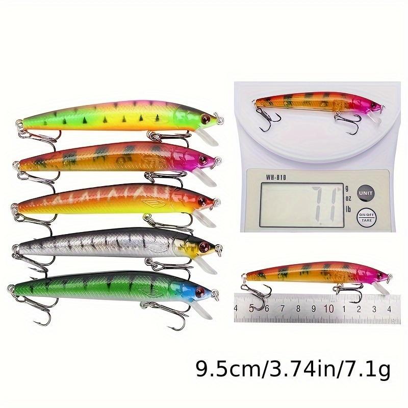 Artificial Fishing Lure, 43pcs/set Mixed Color Fishing Lure Kit with Treble Hook, Fake Fishing Bait, Outdoor Fishing Accessories