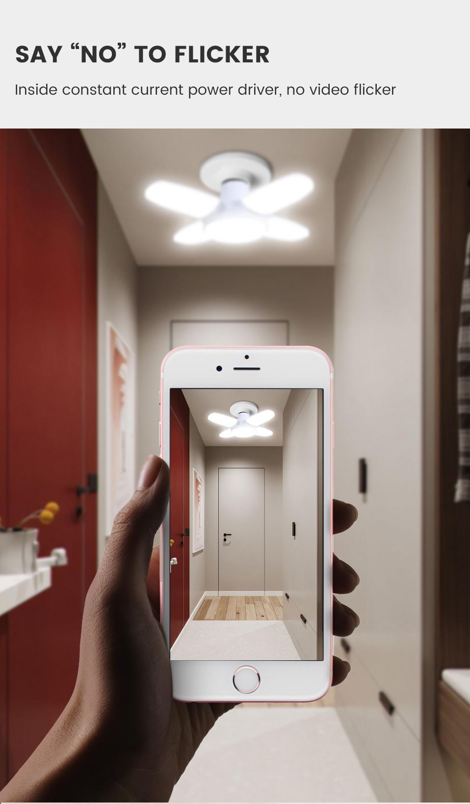 Fan Shape Foldable  LED  Deformation for Home Ceiling Lights Warehouse and Garage White Light