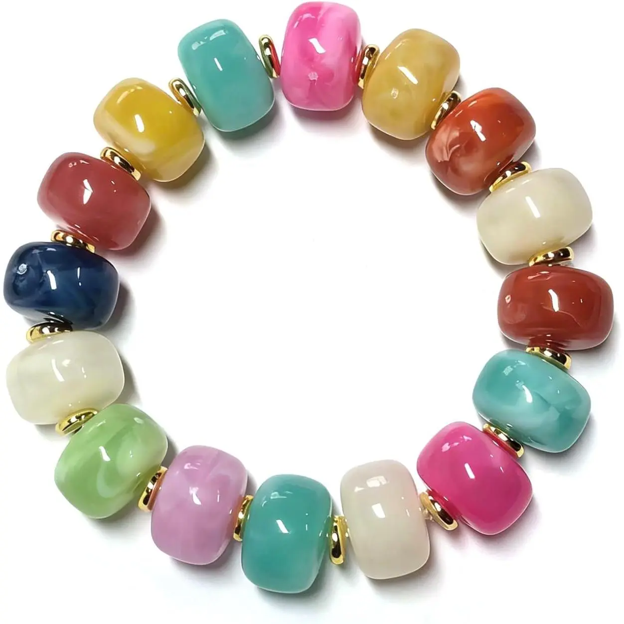 Chunky Beaded Bracelet for Women Dopamine Colorful  bangles Blue White Hot  Beaded Boho Bracelets Summer Rainbow Beach   Trendy Spring Summer Outfit Accessories