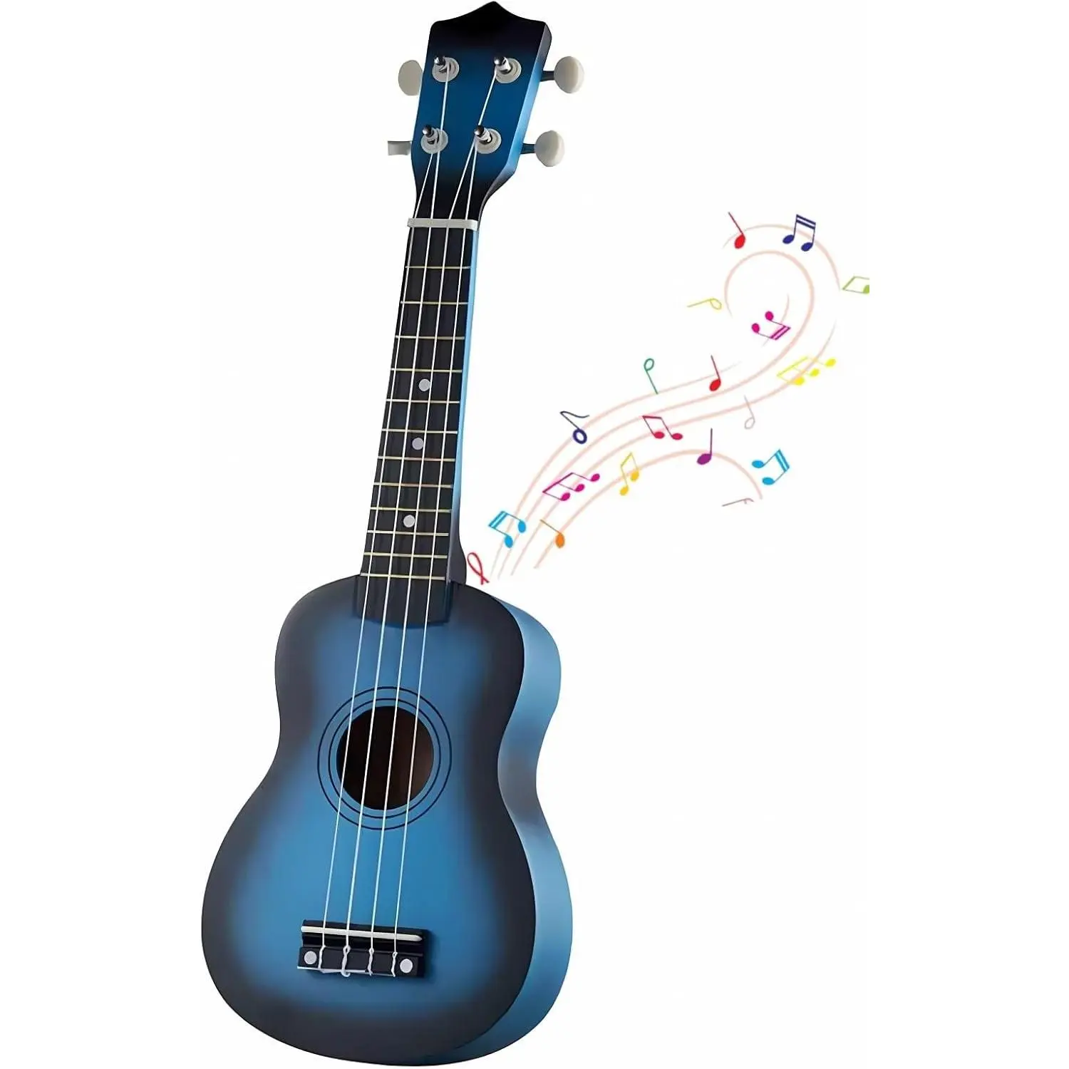 21 Inch 4 String Blue Wooden Acoustic Ukulele Guitar Musical Instrument Perfect for Beginner