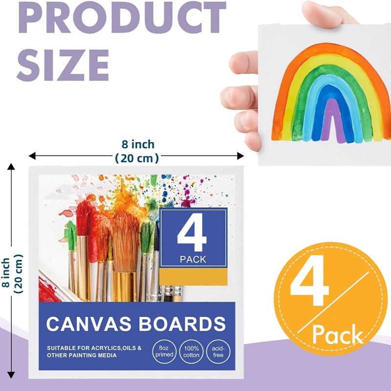 Set of 4 Canvas Boards for Painting, Acid-Free Blank Panels Ideal for Art Classes & Parties, Perfect for Artists & Beginners, Art Craft Supplies