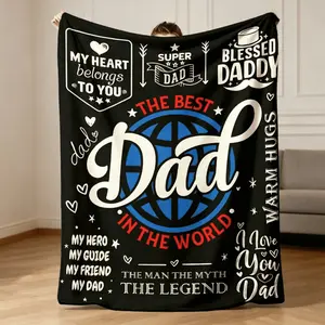 Father's Day gift: Gratitude message on a flannel blanket, Dad-themed flannel blanket | Comfortable and soft, this is a gift suitable for sons and daughters to give to their fathers, and it can be used on sofas, beds, and for afternoon naps in offices.