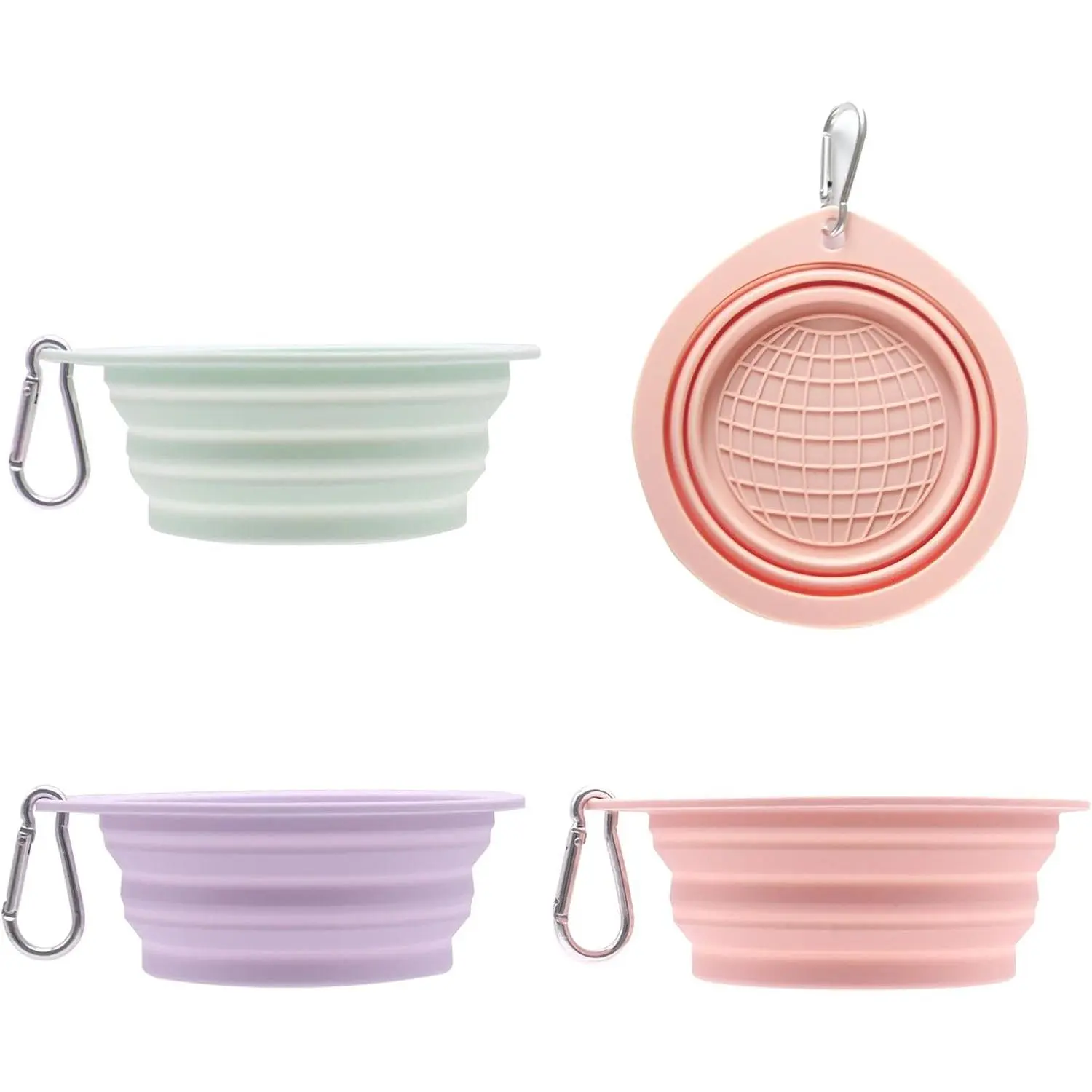 Collapsible  Bowls 3-Pack | Portable   Travel Bowls with Carabiner | Non‑Slip, ‑Grade, Easy Clean, Space‑Saving Outdoor  Feeding & Watering Set