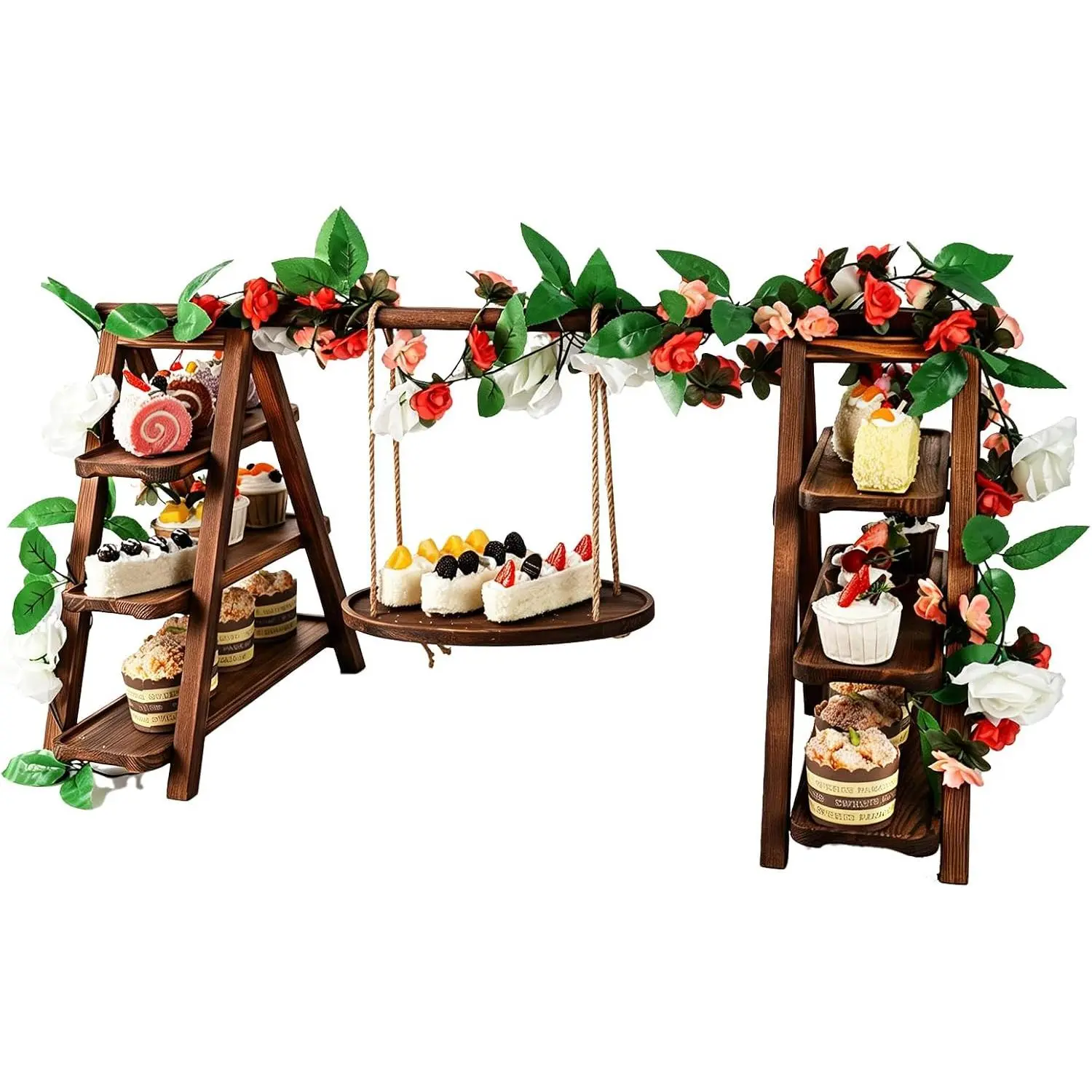 Wooden 3 Tier Cupcake Stand |   Rustic Dessert Table Display Set Serving Trays for Party, Tiered Serving Tray, Dessert Display Stand, Bakery Stand