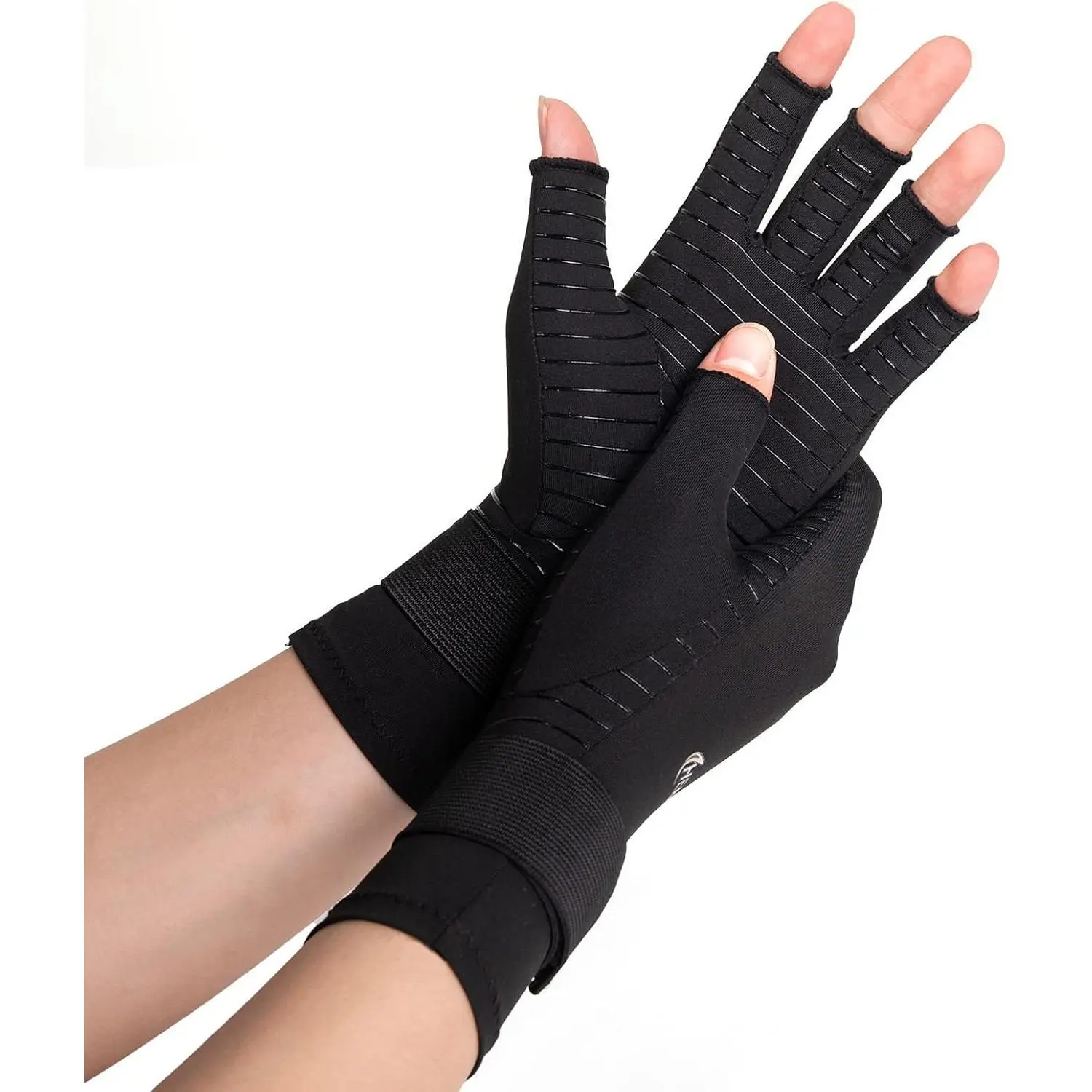 Copper Compression Fingerless Gloves with Wrist Support for Men and Women - Relief for Carpal Tunnel & Joint Pain