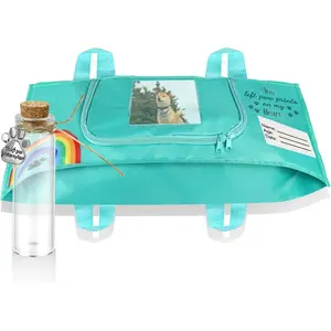 Pet Casket Body Bag, Dog or Cat Burial Box with Dignity, Dog Casket for Burial and Cremation by Customizing with Pet Hair Memorial Bottle(Green, S)