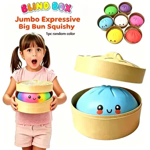 Jumbo Expressive Big Dumpling Squishy (10.6 inch)- Blind Box, Mysecret BunFidget Toy, Soft TPR Material, Stress Relief, Unboxing Surprise,Random Style per Pack.Valentine's Day and Easter gifts, suitablefor children to exchange gifts