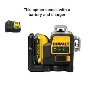 DEWALT DW089LG 3 Sides 360 Degree Vertical Lines Laser Level Meter with 12V Lithium Battery and Charger Outdoor Green Light Level