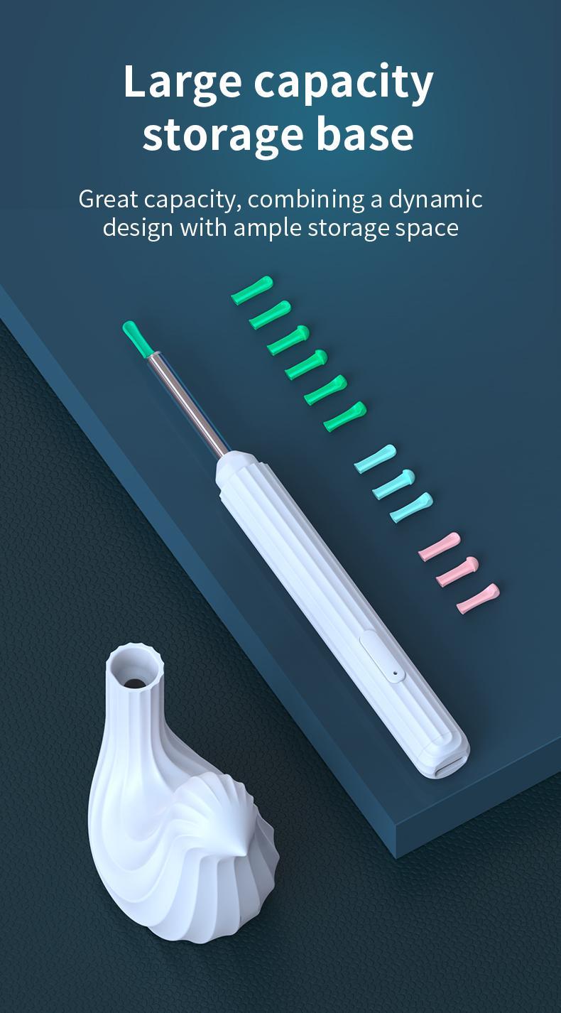 JPHYLL Wireless Visual Earpick with 6 LED Camera 1080P HD Resolution Type-C Charging 8 Accessories for iPhone & Android Ear Cleaning Tool - Green-Bird