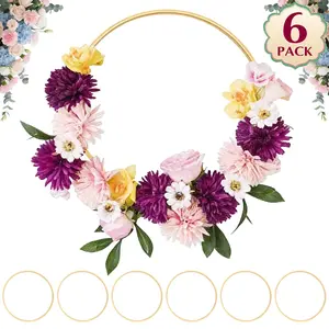 6 Pack Wooden Bamboo Floral Hoop, 6"/8" Macrame Rings, DIY Wedding Wreath Wall Hanging Catchers, Crafts Supplies