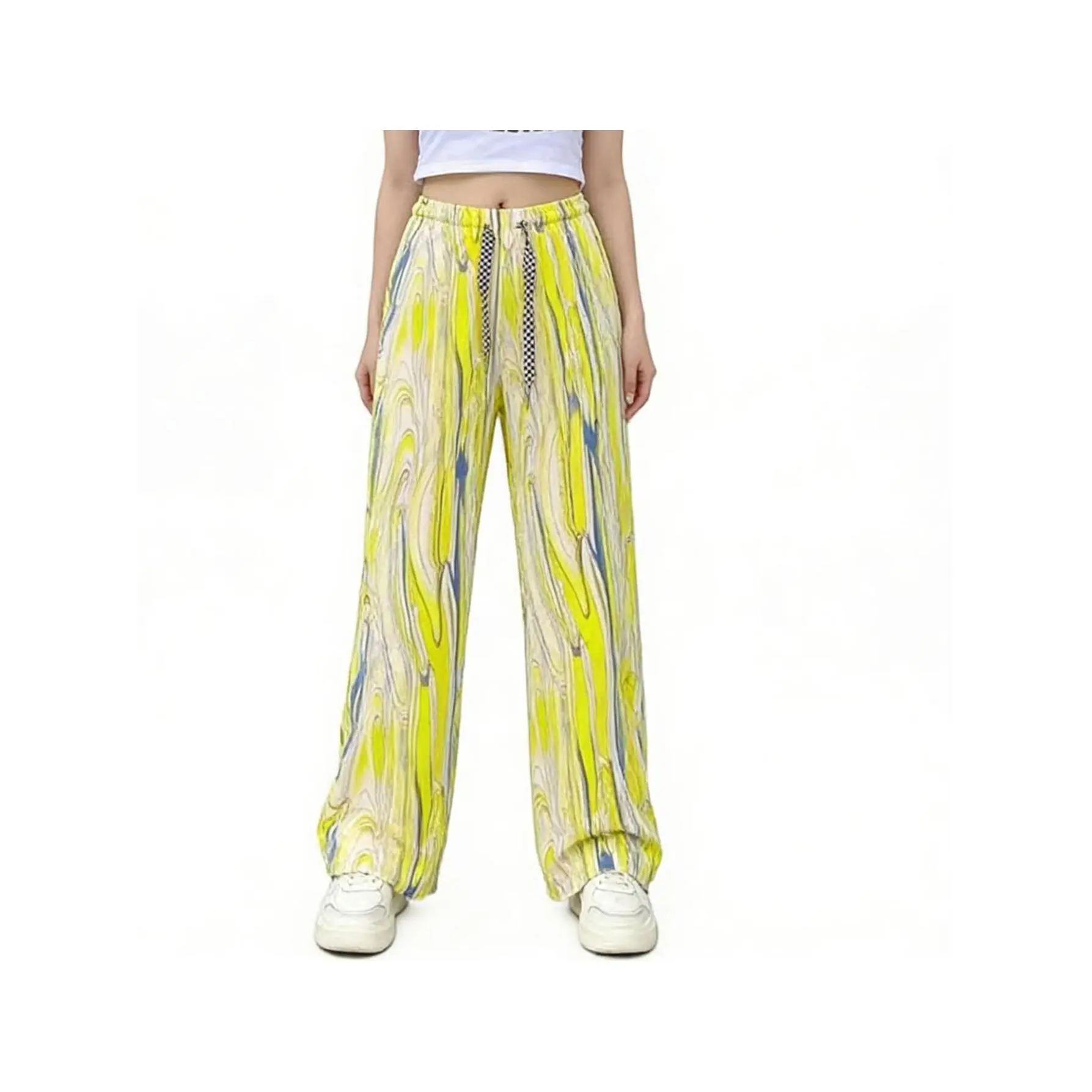 Stretchy One Size Women Straight Long Pants, Flexible Elastic Waist Casual Bottoms for Ladies Daily Outfits