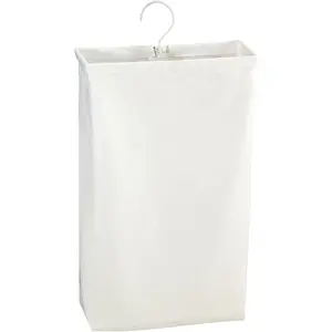148 Hanging Cotton Canvas Laundry Hamper Bag | White, 6" x 16" x 27" (Length x Width x Height)