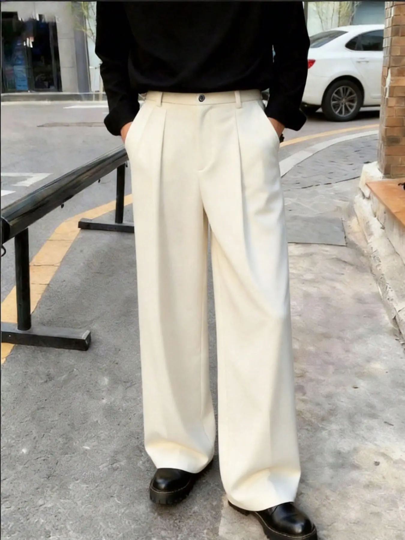 Men's Autumn Casual Business Party Suit Pants, Fashion Simple Versatile Sport Suit Long Pants, Fitted Plain Surface, All Seasons