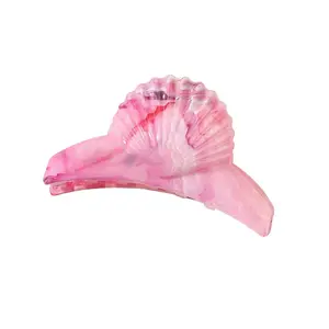 2pcs New Large Shell Summer Cool Grip Hair Accessory High-End Small-Scale Marble Back-of-Head Shark Clip Headpiece Jewelry Ponytail Clip Style Simple and Elegant