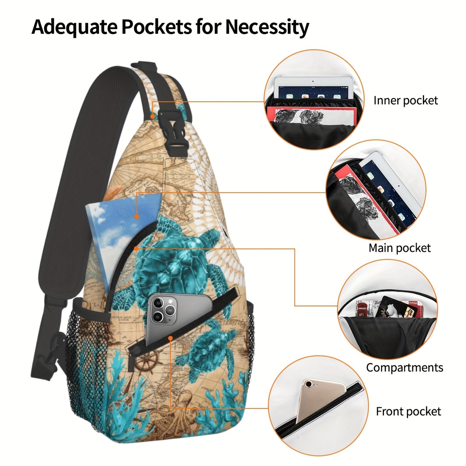Crossbody Chest Hiking  Vintage Nautical Charts And Sea Turtle Shoulder Folding Large Capacity Can Be Used For Shopping, Work, Leisure Travel Beach Fishing  Travel  For School Back Christmas Gifts backpack