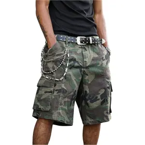 WDIRARA Men's Camo Denim Cargo Shorts Baggy Bermuda Shorts Jorts Streetwear