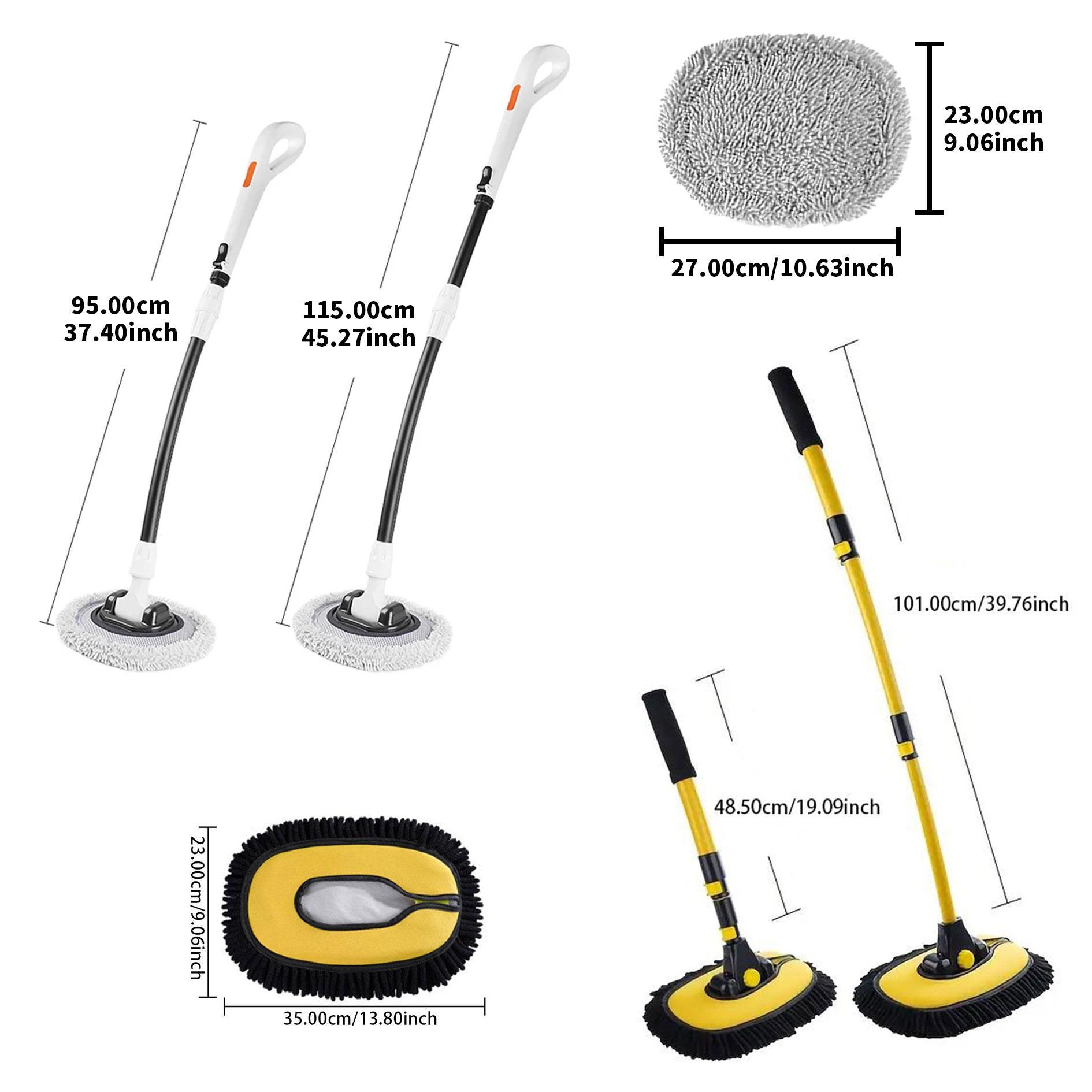 Car Cleaning Brushes, Telescoping Long Handle Car Wash Brush with Adjustable Mop Length, Cleaning Mop for Car Windows, Tire, Roof, Car Cleaning Tool