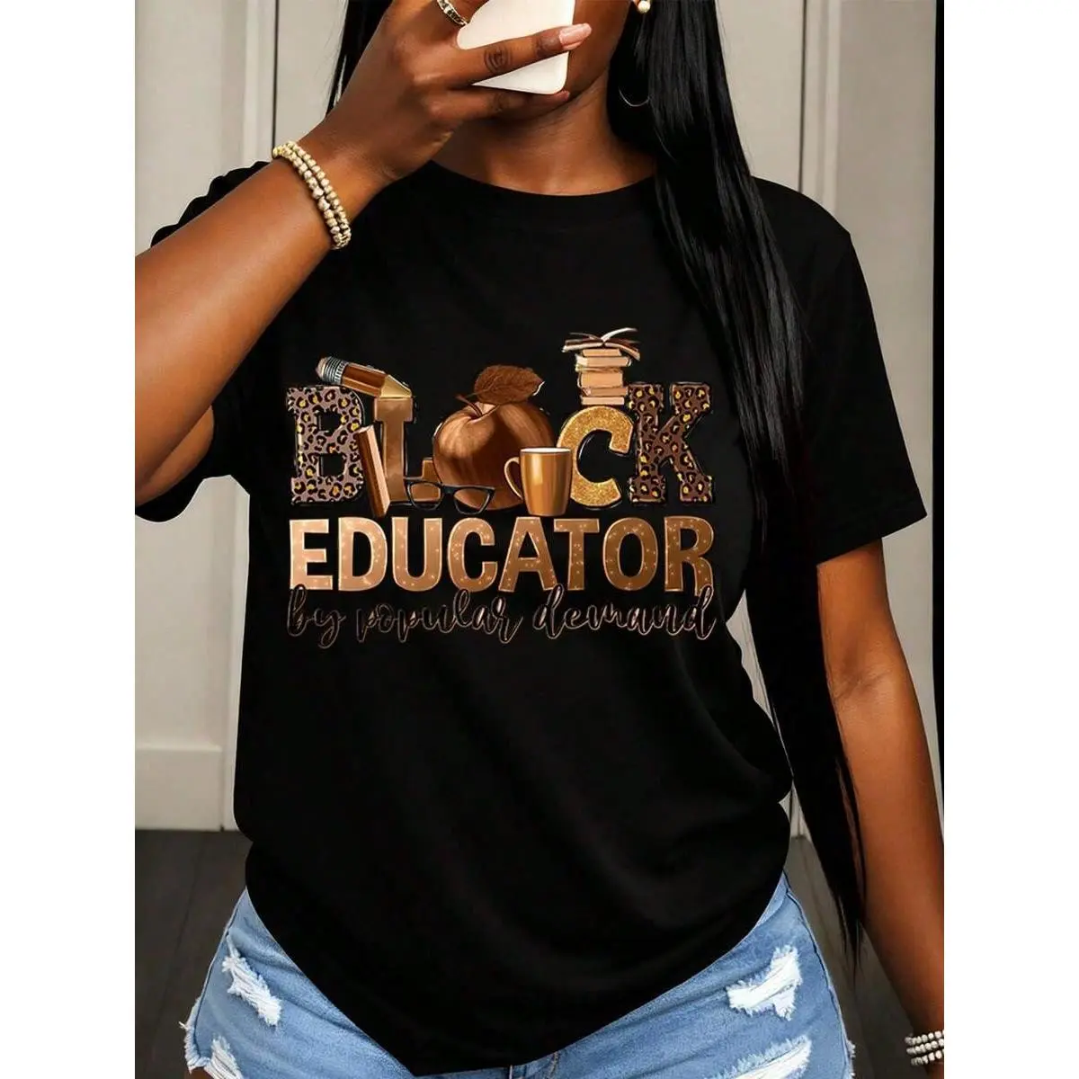 Black Educator By Popular Demand T-Shirt For Teachers And Educators Celebrating Black History Month And Empowerment With Afrocentric Design And Educational Symbols