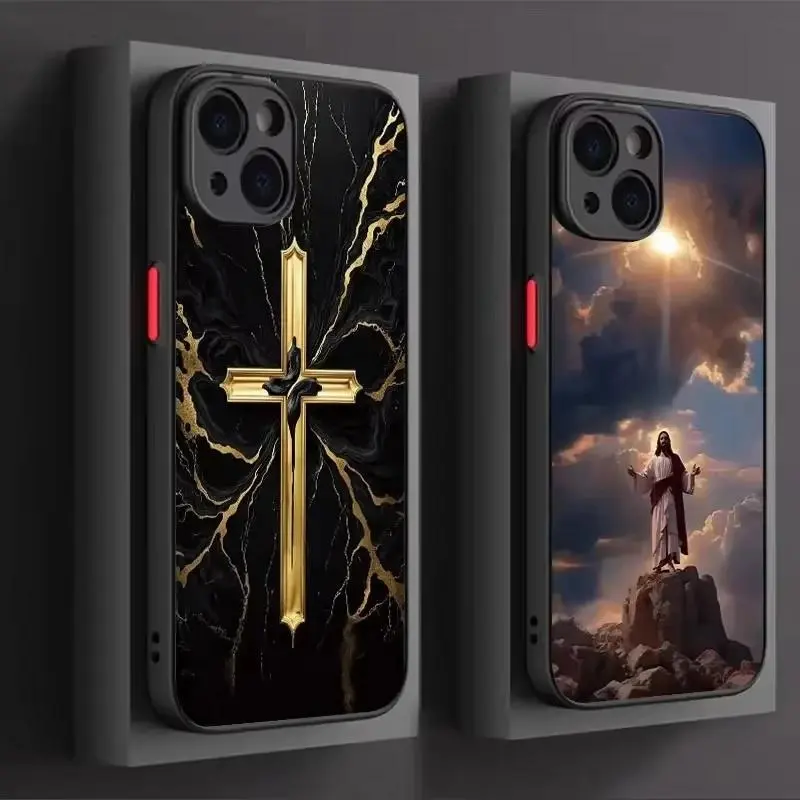 Christian Jesus Cross Personalized Phone Case with Protection, Colorful Design & Resistance - Compatible with iPhone 17, 16, 15, 14, 13, 12, 11 Pro, Pro Max, Plus - Bible-Themed Mobile Phone Accessories