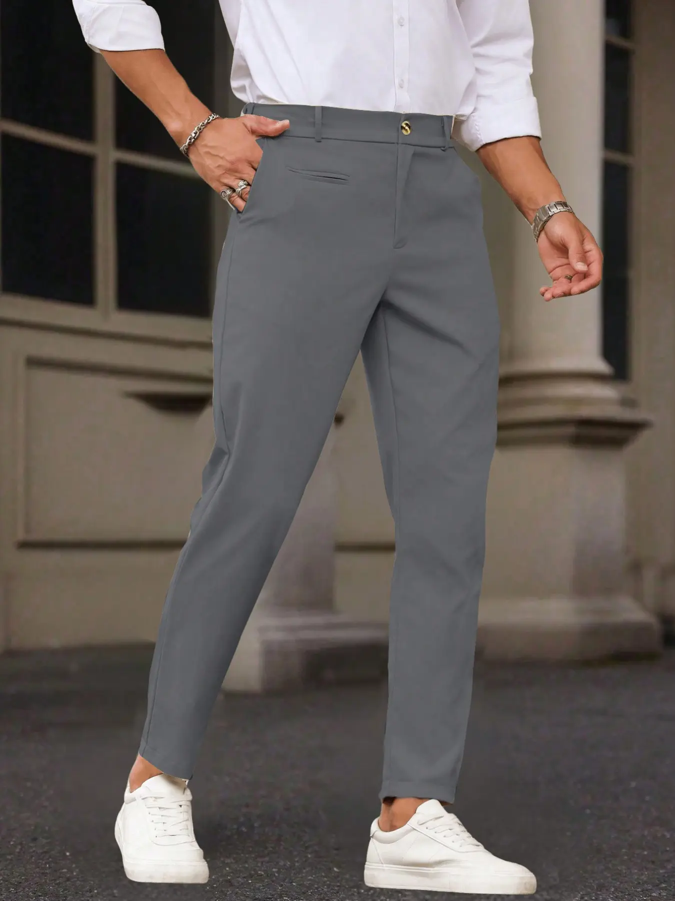 Men's Slim Fit Nine-Part Casual Suit Pants, Multiple Colors Available, High-Quality Leisure Suit Pants, Ideal for Commuting, Light Business, Dating, Street Photography
