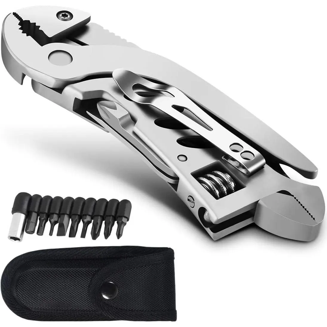 Multitool Wrench With 7 Tools/Pliers/Wire /Flat /Phillips /Portable Folding Multifunctional Adjustable Multi Purpose Stainless Steel Tool