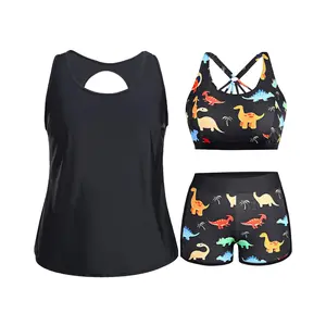 Holipick Women Plus Size Three Piece Tankini Swimsuits Tummy Control Bathing Suits with Boy Shorts Tank Top with Sports Bra  SwimWeek  summervibes