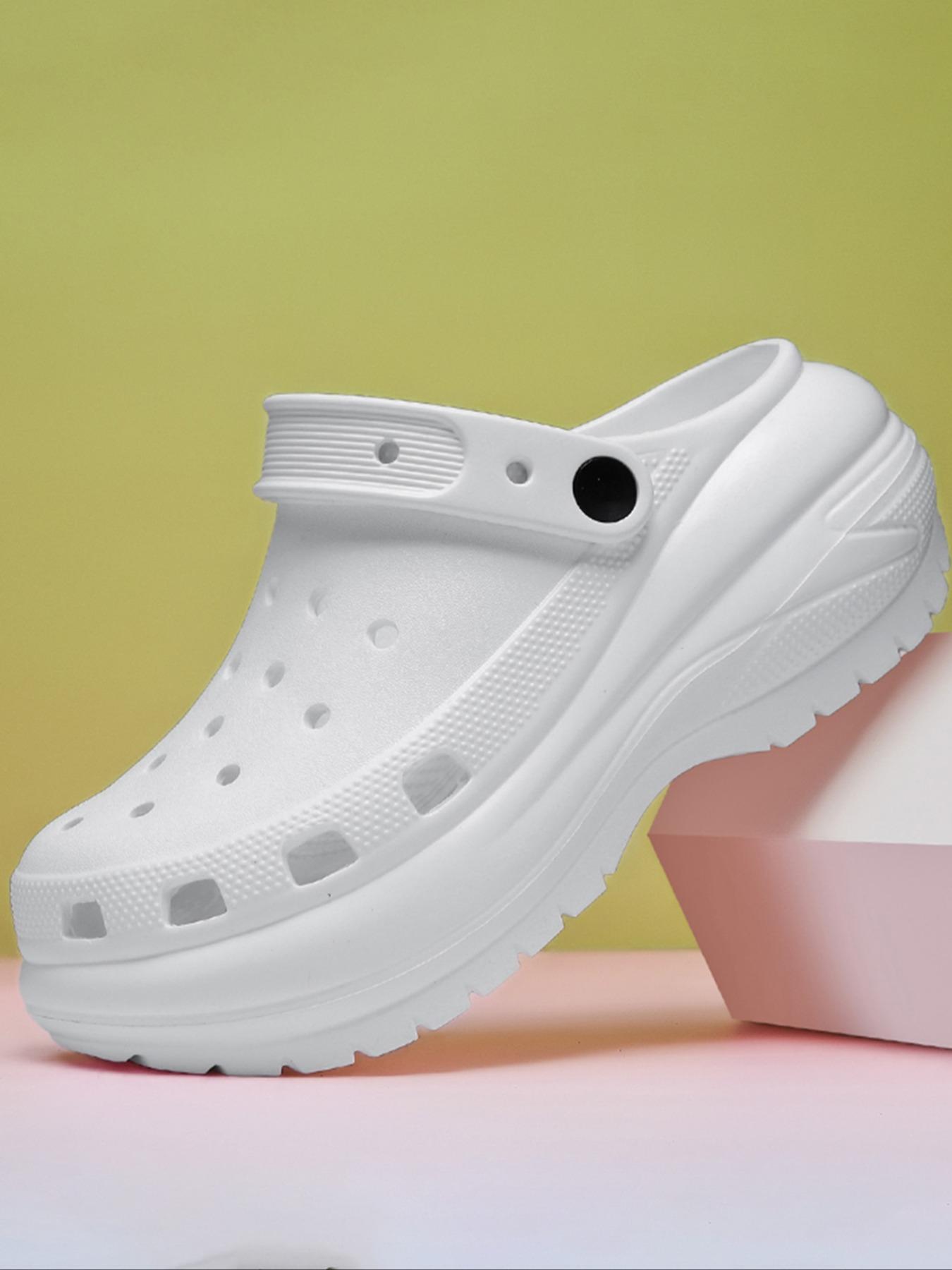 Women's Plain Color Platform Clogs, Casual Comfortable Breathable Clogs, Fashionable Shoes for Indoor & Outdoor Wear, Beach Shoes Slippers