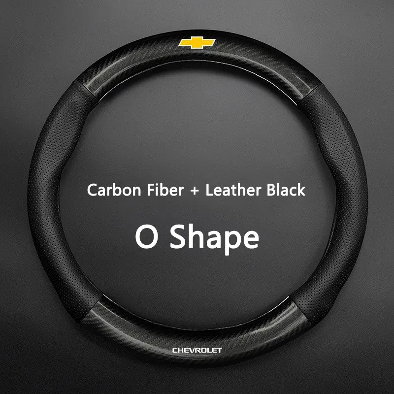 38cm High Quality Car Anti-Slip Steering Wheel Cover Carbon Fiber Leather Booster Cover For Chevrolet Aveo Bolt Onix Cruze Spark Cavalier Colorado Lacetti Trailblazer Silverado Tahoe Traverse
