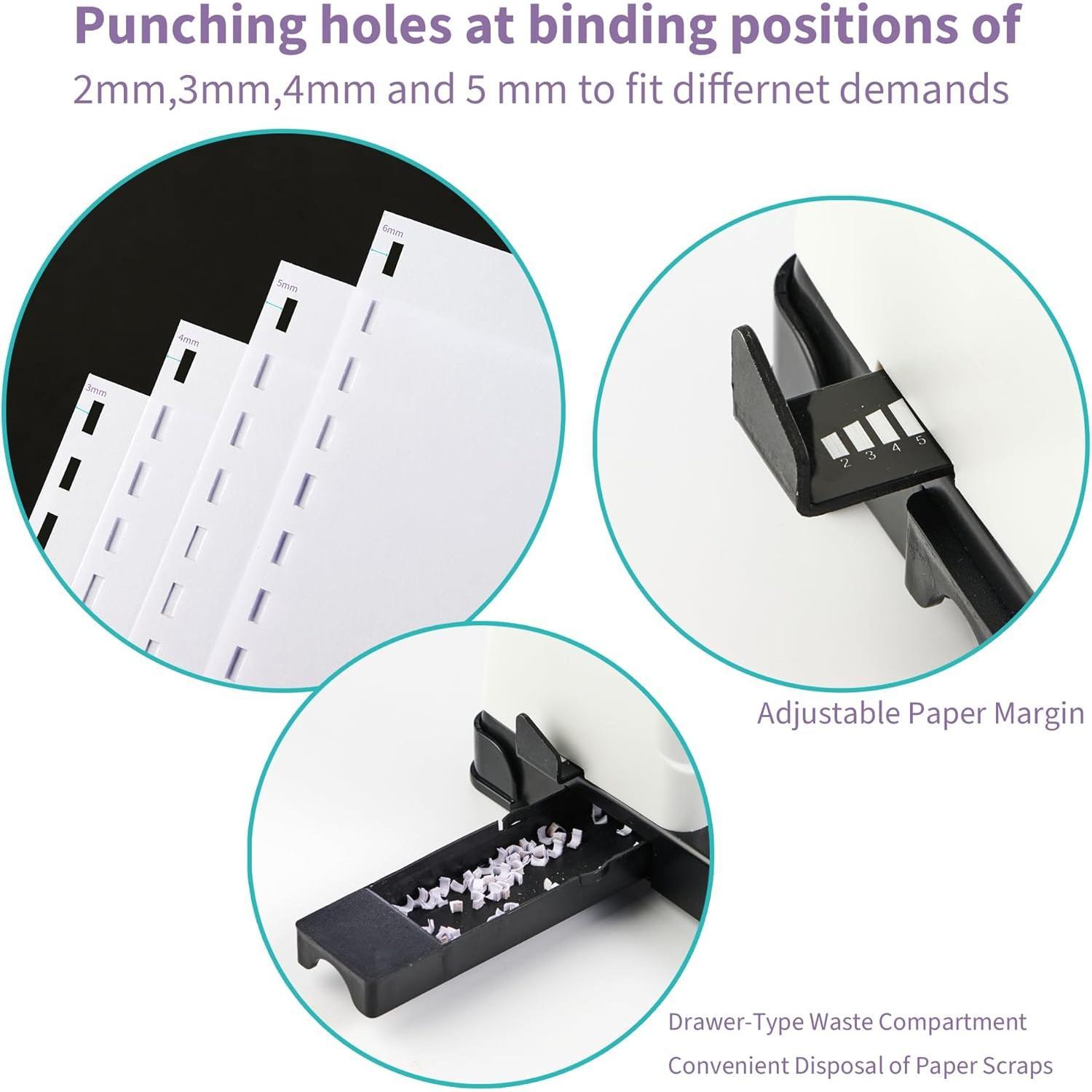 Binding Machine, 19-Hole, 450 Sheets, Comb Binder Machines with 100 count 1/2" Comb Spines, for Letter Size, A5 or Smaller Sizes Binding Machine, 19-Hole, 450 Sheets, Comb Binder Machines with 100 count 1/2" Comb Spines, for Letter Size, A5 or Smaller Sizes