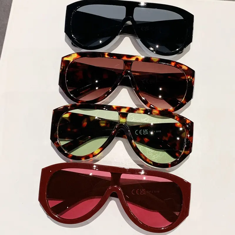 4 Pairs European and American Style Oversized Neon Frame Glasses, Casual Sunglasses Set, Perfect for Outdoor, Travel, Daily Wear, Vintage Aesthetic