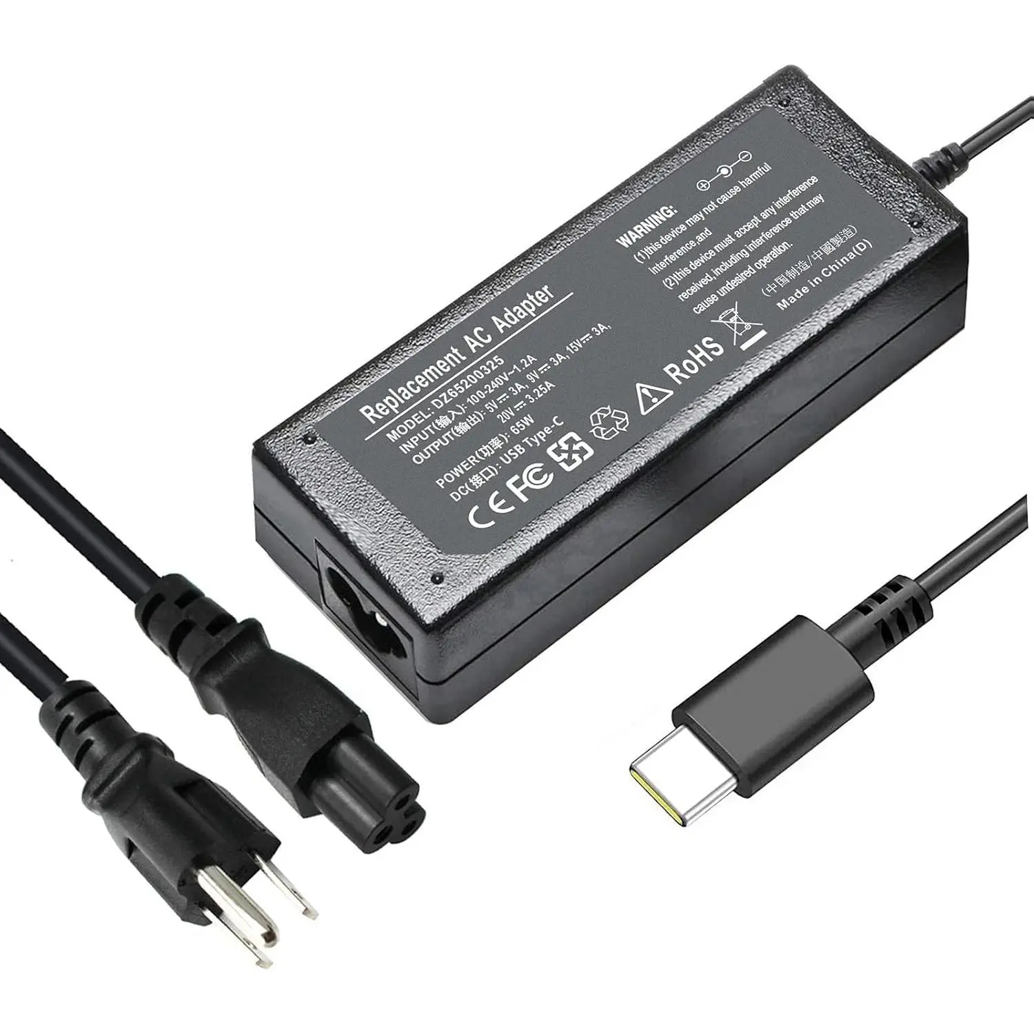 65W USB C Charger for  Latitude 5420 5540 Chromebook 3110 3100 2-in-1 | for  Spectre X360,Elite x2 for  Thinkpad/Yoga/Chromebook, ADLX65YDC2A for XPS and Latitude 5000