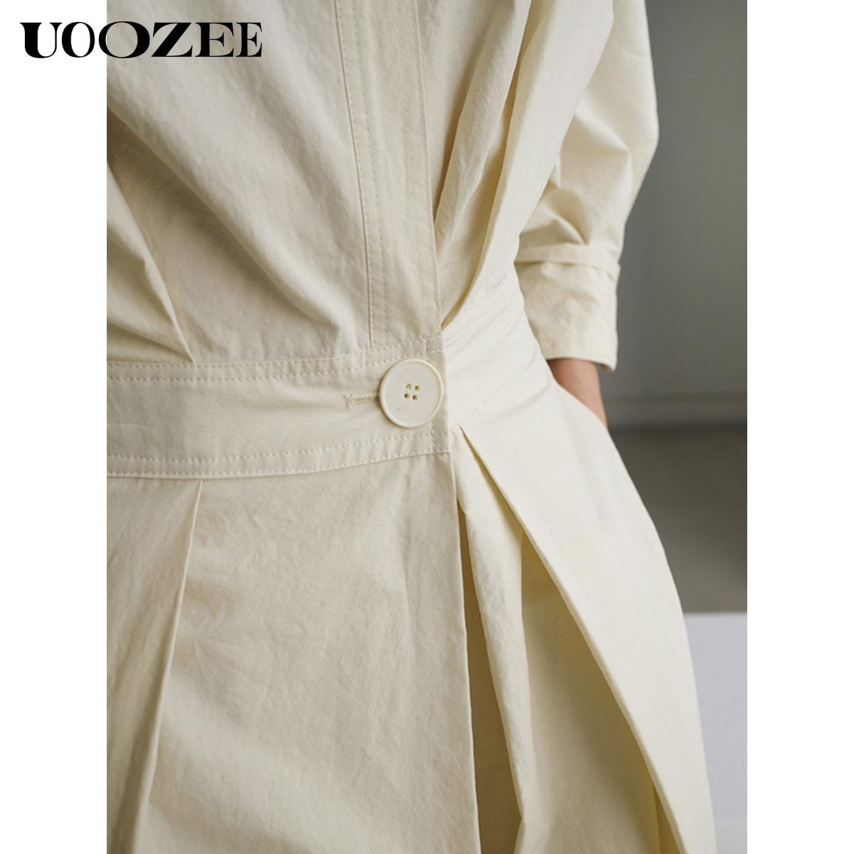 Women's loose solid color lapel mid-length dress, waist design, comfortable and elegant, a must-have for commuting and formal occasions Shirt Dress