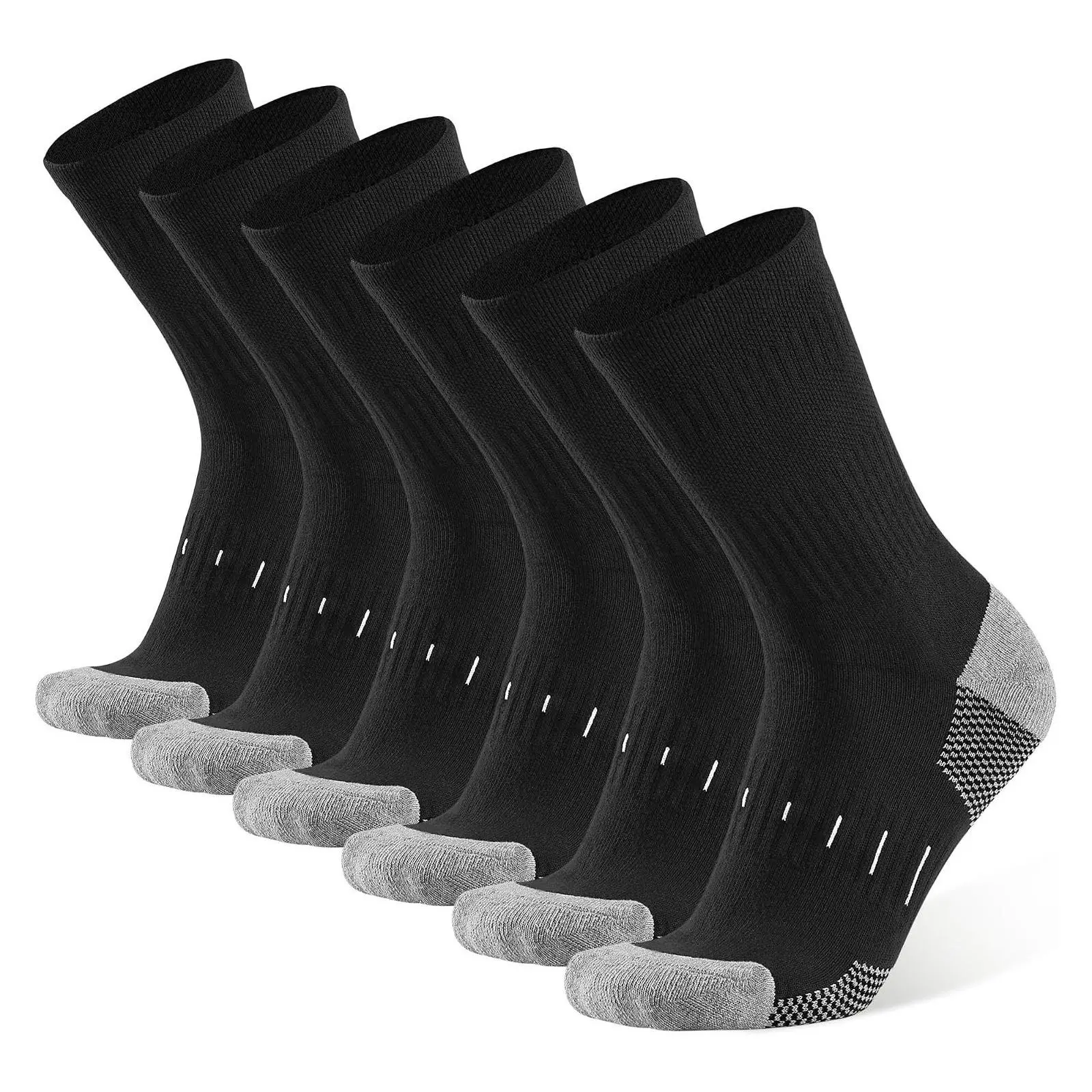 Men's Moisture-Wicking Cotton Heavy Cushion Crew Work Socks, 6-12, 6 PairsGift
